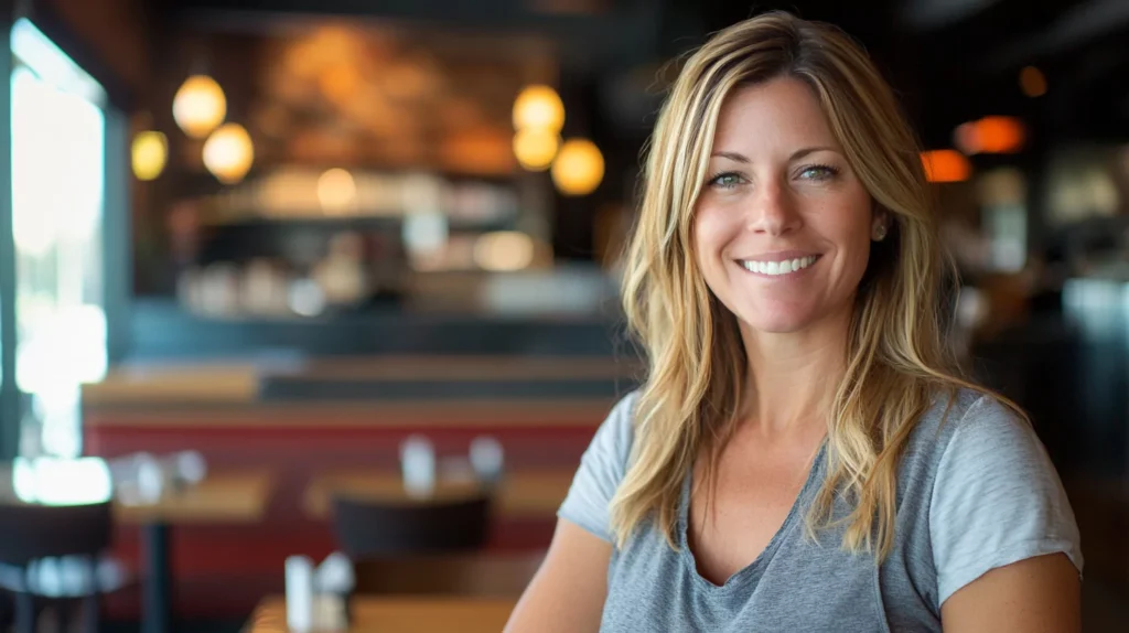 A women smiling