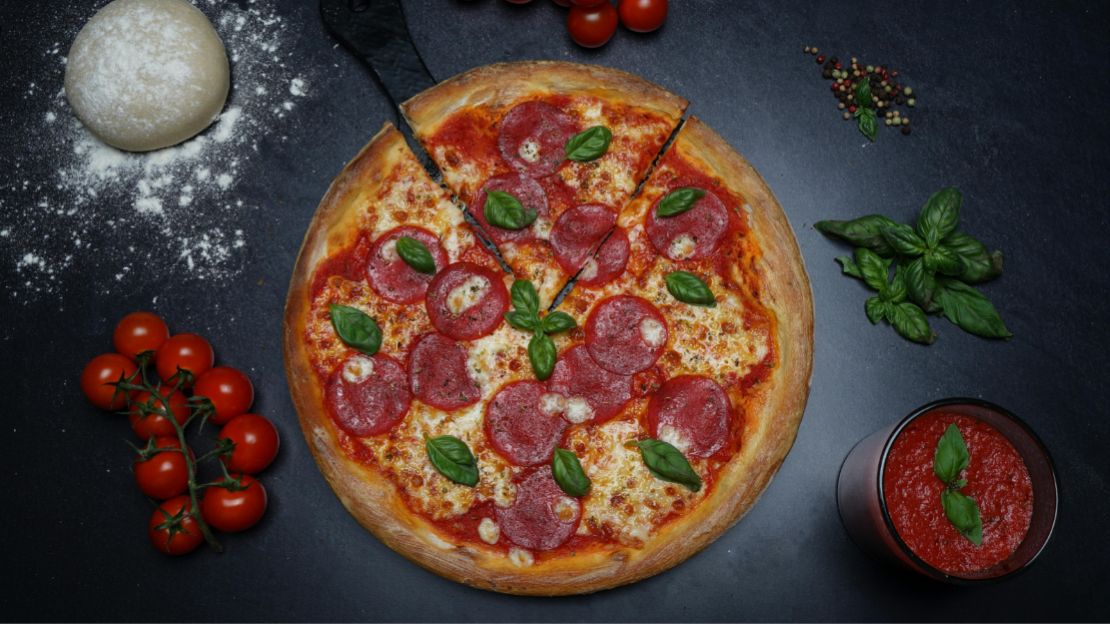 Pepperoni pizza with other ingredients